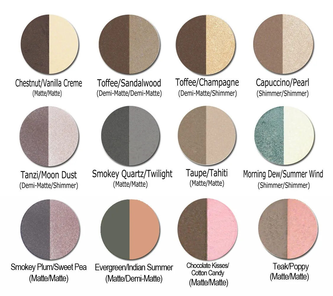 Pressed Eye Shadow Duo, Richly Pigmented Natural Eyeshadow, EU Certified Organic Makeup For Women (Smokey Quartz/Twilight)