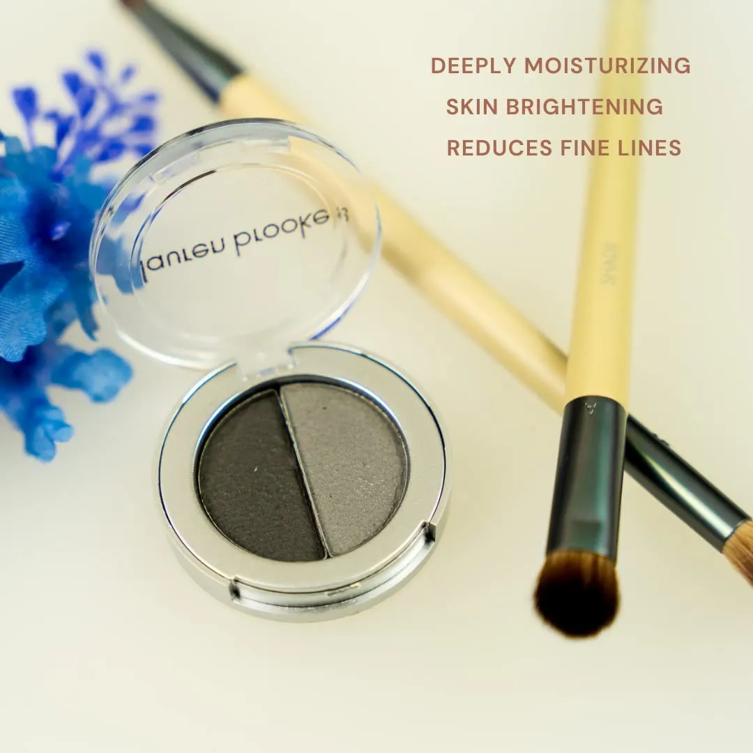 Pressed Eye Shadow Duo, Richly Pigmented Natural Eyeshadow, EU Certified Organic Makeup For Women (Smokey Quartz/Twilight)