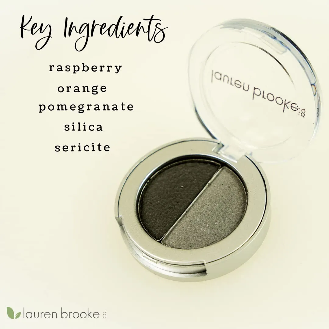 Pressed Eye Shadow Duo, Richly Pigmented Natural Eyeshadow, EU Certified Organic Makeup For Women (Smokey Quartz/Twilight)