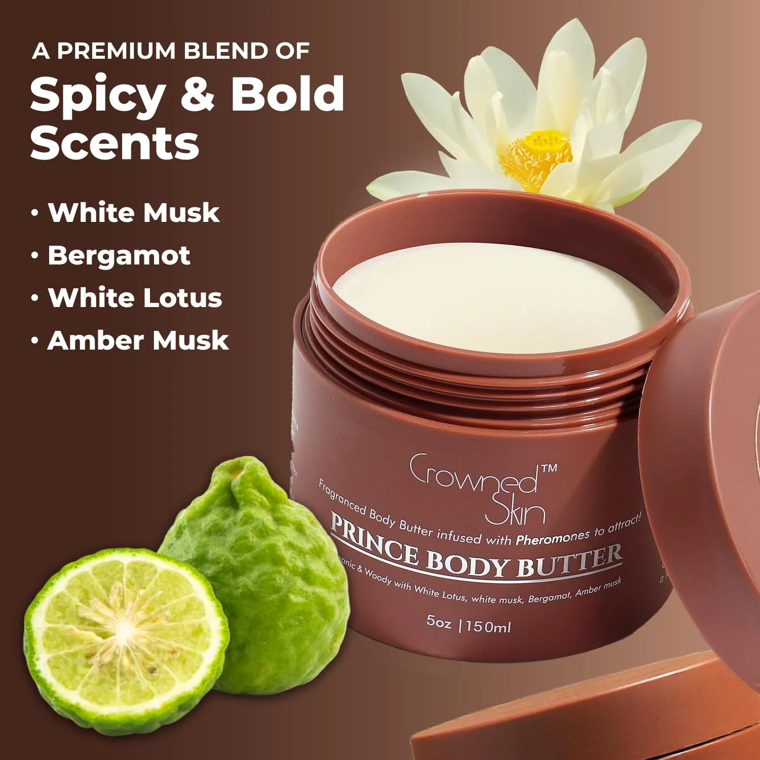 Prince Cologned Body Butter | Oceanic & Woody Scent | Blended with White Musk & Bergamot | Infused with Organic Shea & Mango Butters | Moisturizing Formula with All-Day Fragrance | 5oz
