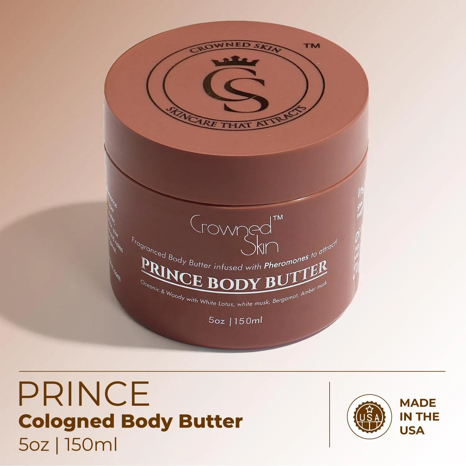 Prince Cologned Body Butter | Oceanic & Woody Scent | Blended with White Musk & Bergamot | Infused with Organic Shea & Mango Butters | Moisturizing Formula with All-Day Fragrance | 5oz