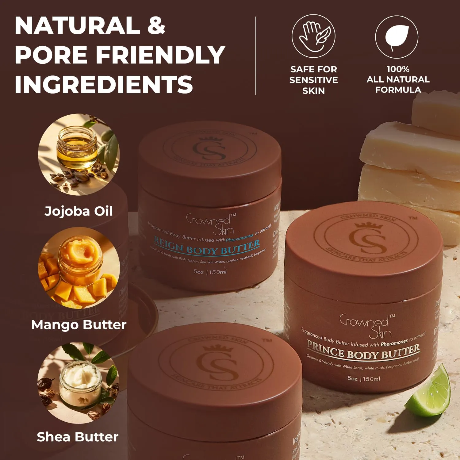Prince Cologned Body Butter | Oceanic & Woody Scent | Blended with White Musk & Bergamot | Infused with Organic Shea & Mango Butters | Moisturizing Formula with All-Day Fragrance | 5oz