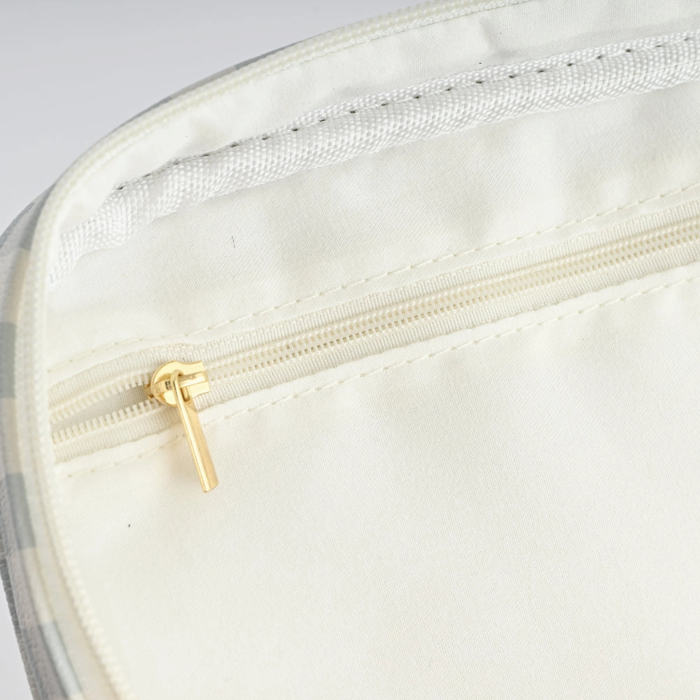 Printed Faux Leather Toiletry Bag - GINGHAM