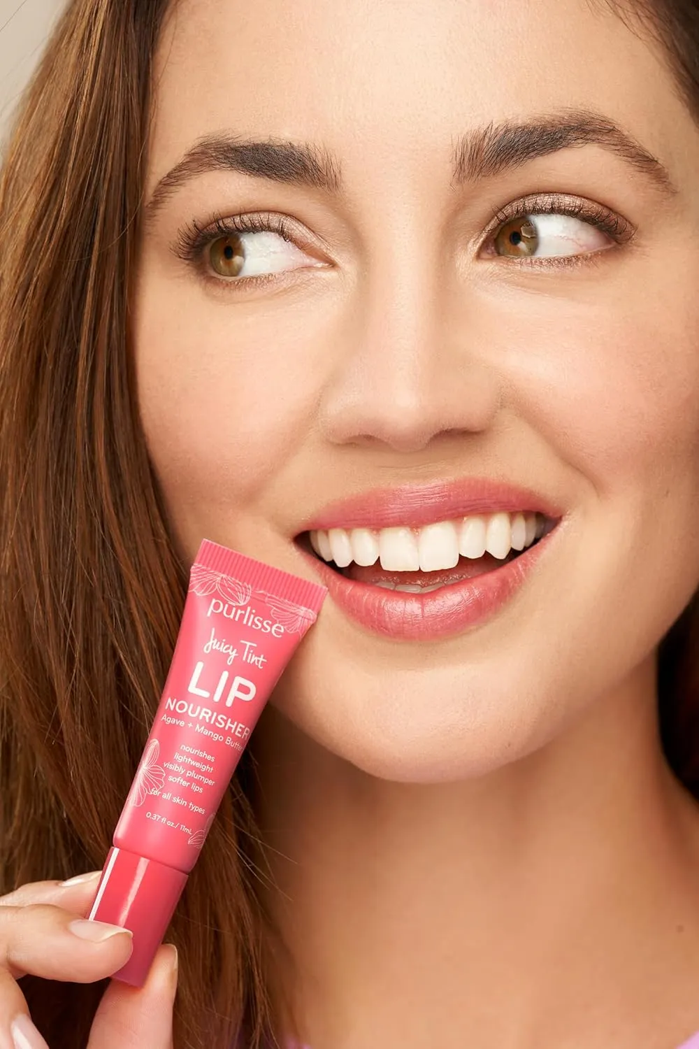pürlisse Juicy Tint Moisturizing Tinted Lip Balm for Women - Hydrating Lip Treatment for Dry Cracked Lips - Enriched with Shea Butter & Jojoba Oil for Plumper Soft Lips - Nude Shine (.38 oz)