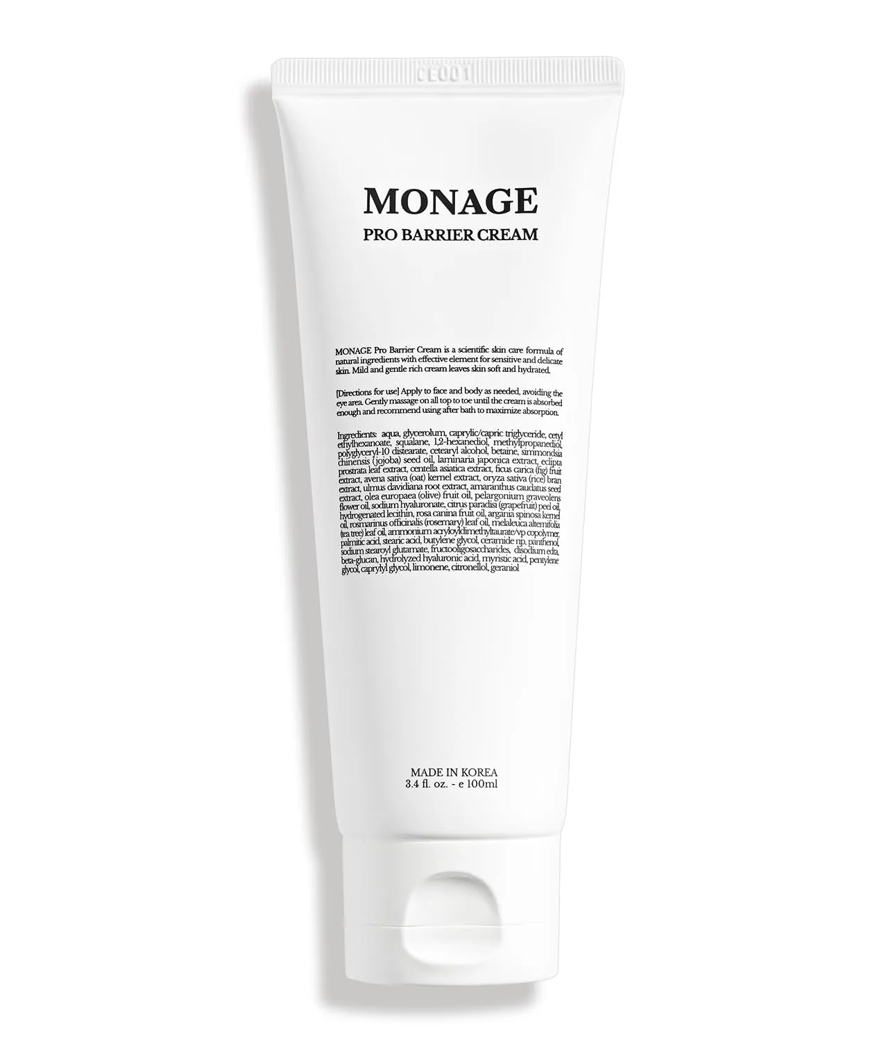 Pro Barrier Cream, Korean Moisturizer Face Cream - Vegan, Hydration Boost, Gentle Formula, Soothing for Extremely Dry Skin, Nourishing, 3.4 fl oz (100ml)