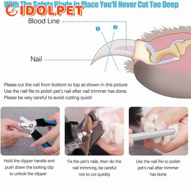 Professional Pet Nail Clipper with Safety Guard  Stainless Steel