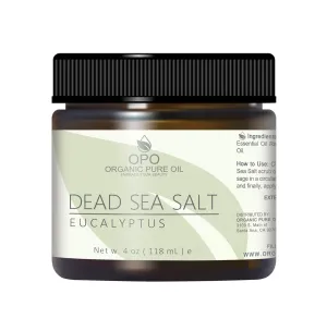 Pure and Natural Dead Sea Salt Scrub | Hydrating and Moisturizing | Gently Exfoliates Face Body Feet & Hands with Soothing Jojoba Oil and Vitamin E by Organic Pure Oil (Eucalyptus, 4 oz)