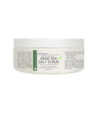 Pure and Natural Dead Sea Salt Scrub | Hydrating and Moisturizing | Gently Exfoliates Face Body Feet & Hands with Soothing Jojoba Oil and Vitamin E by Organic Pure Oil (Peppermint, 12 oz)