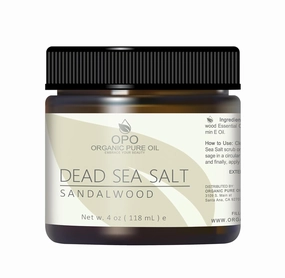 Pure and Natural Dead Sea Salt Scrub | Hydrating and Moisturizing | Gently Exfoliates Face Body Feet & Hands with Soothing Jojoba Oil and Vitamin E by Organic Pure Oil (Sandalwood, 4 oz)