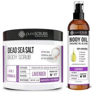 pureSCRUBS Lavender Body Scrub   Lavender Body Oil Bundle
