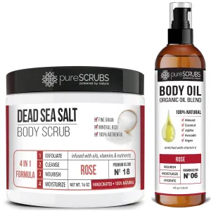 pureSCRUBS Rose Body Scrub   Rose Body Oil Bundle