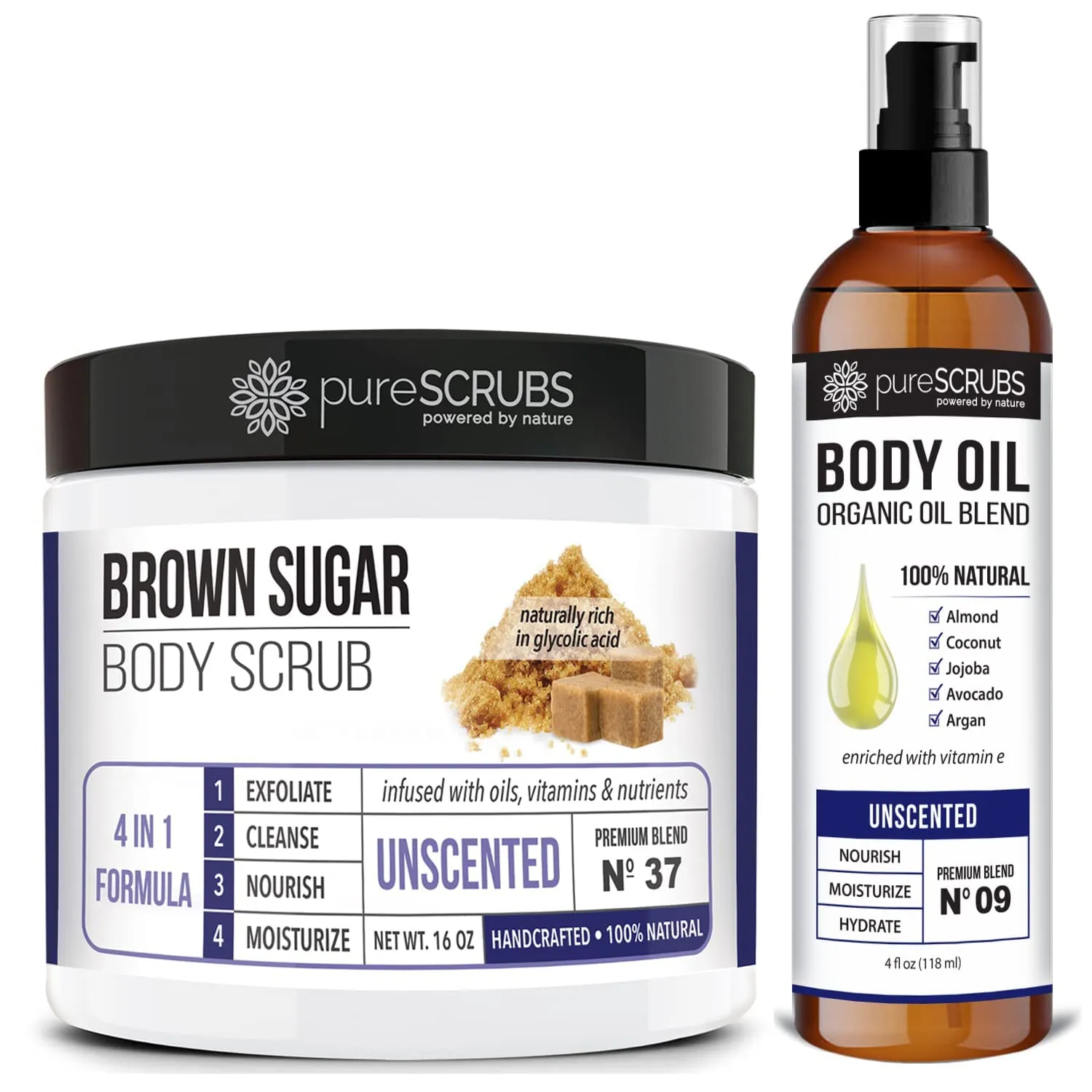 pureSCRUBS Unscented Body Scrub   Unscented Body Oil Bundle