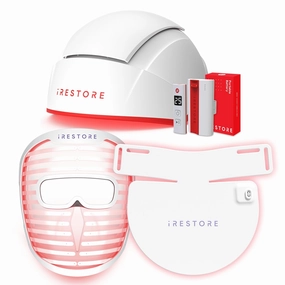Radiance & Renewal Bundle: Professional Laser Red Light Therapy for Hair Growth System, LED Face Mask, and Neck & Chest Anti-Aging Mask