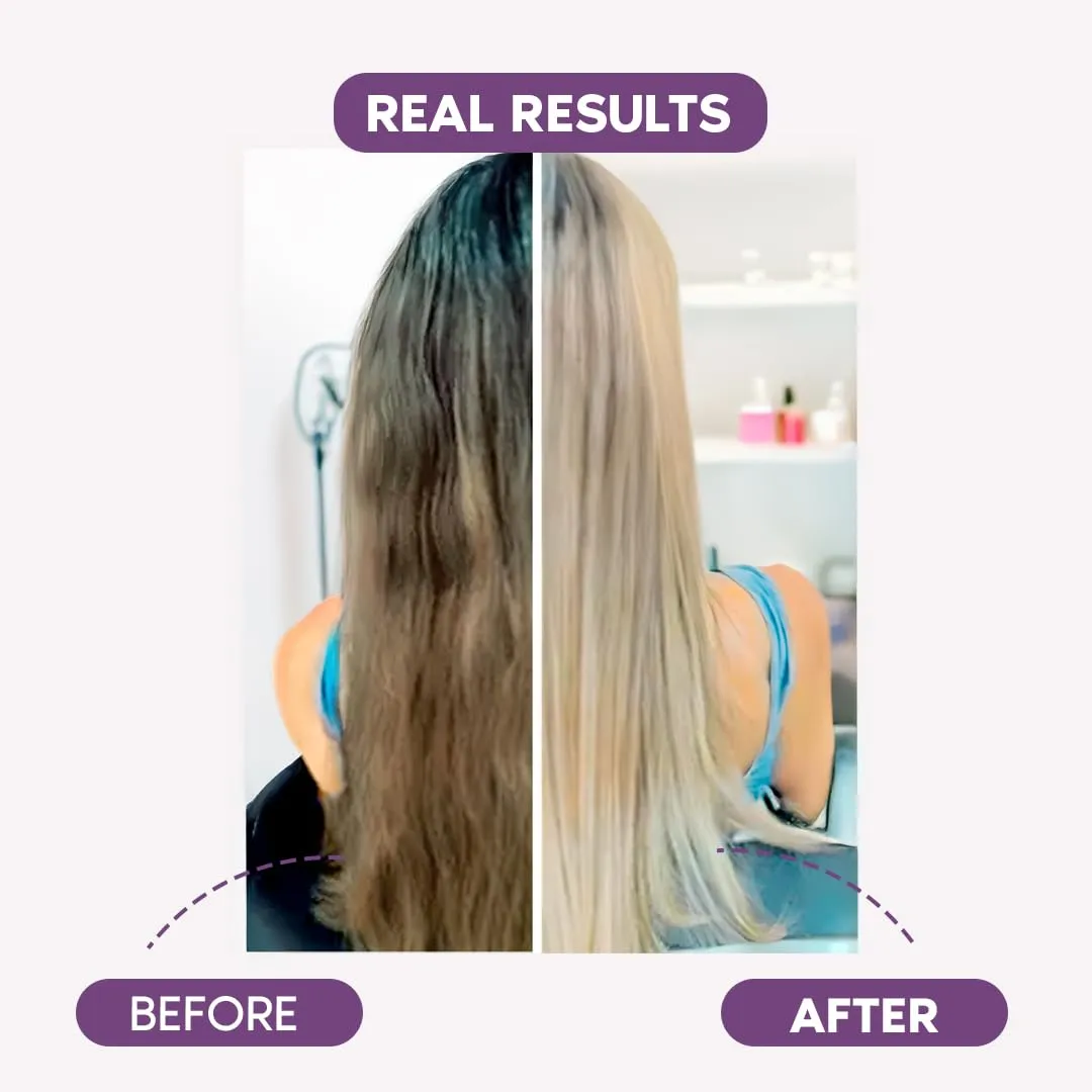 Ravenna Complete Hair Straightening and Daily Care Kit – B-tox Blond, Deep Cleansing Shampoo, Daily Conditioner, and Repair Oil for Intense Hydration, Smoothing, and Shine