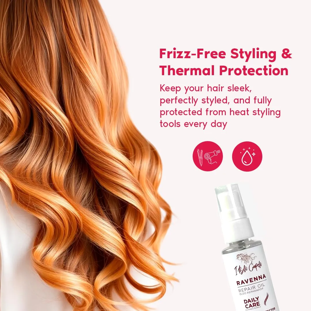 Ravenna Complete Hair Straightening and Daily Care Kit – B-tox Blond, Deep Cleansing Shampoo, Daily Conditioner, and Repair Oil for Intense Hydration, Smoothing, and Shine
