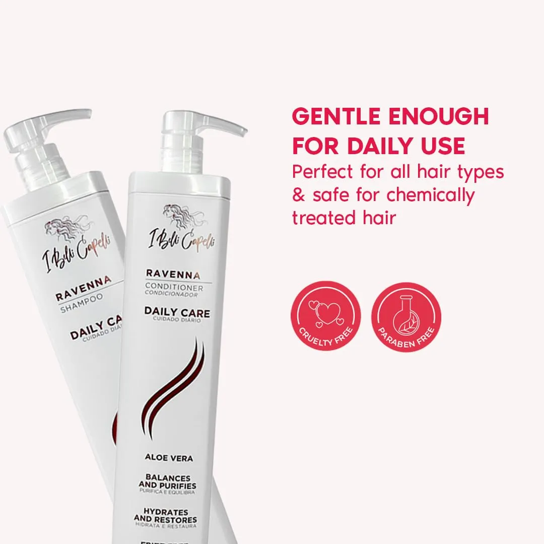 Ravenna Complete Hair Straightening and Daily Care Kit – B-tox Blond, Deep Cleansing Shampoo, Daily Conditioner, and Repair Oil for Intense Hydration, Smoothing, and Shine