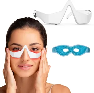 Red Light Therapy Glasses with Microcurrent | Eye Massager for Dark Circles, Eye Bags, Puffiness & Wrinkles Relief | Rechargeable Eye Mask for Home/Office Use