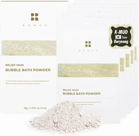 Relief Mud Bubble Bath Powder (Pack of 6, 1.76 oz) | Hypoallergenic Mud Powder Bubble Bath w/ 98% Nature-Derived Ingredients | Moisturizing & Foaming Bubble Bath Oil Control for All Skin Types