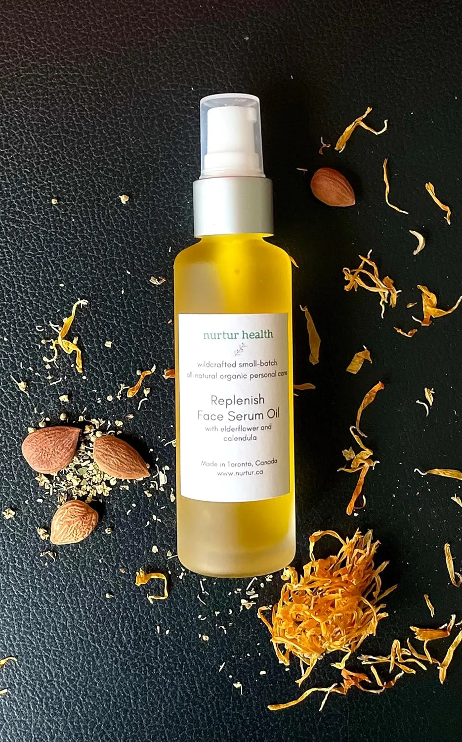 Replenish Face Serum Oil with Elderflower and Calendula - 100% Natural and Organic, Vegan, Moisturising, Cruelty Free, Plastic Free, Handcrafted - 50ml
