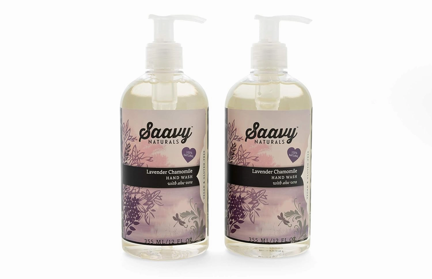 Saavy Naturals 2 PACK Lavender Chamomile Organic Hand Wash 12 oz x 2 -Pump Bottle