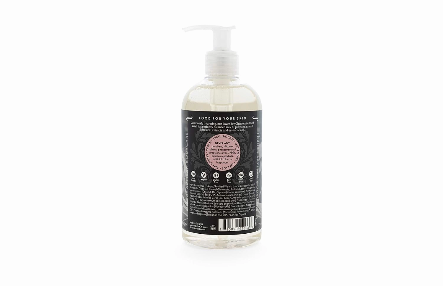 Saavy Naturals 2 PACK Lavender Chamomile Organic Hand Wash 12 oz x 2 -Pump Bottle