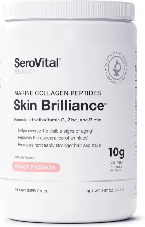 Serovital Skin Brilliance - Marine Collagen Peptides Powder - Hydrolyzed Type I & II Fish Collagen - Skin, Hair & Nails – 8.97 oz