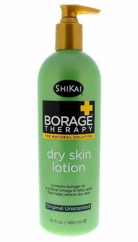ShiKai All Natural Borage Dry Skin Therapy Original Unscented Body Lotion Cream With Aloe Vera, Jojoba, Vitamin E, Shea Butter and Omega-6 Fatty Acids, Fragrance Free, 16 fl. oz. (Pack of 2)