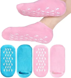 Spa Gel Socks for Women and Men – Moisturizing and Repairing Silicone Socks for Cracked Heels, Dry Feet, and Callus Removal | Jojoba Oil, Vitamin E, Olive Oil Infused | Washable and Reusable