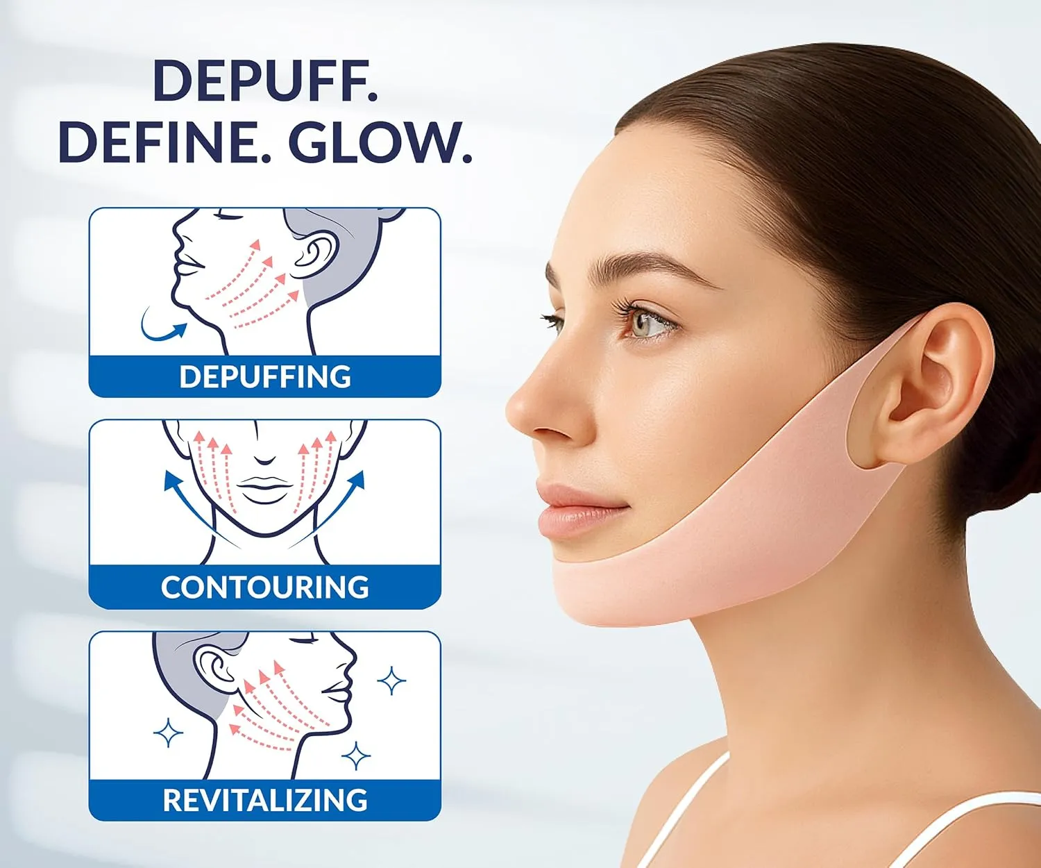 Stylia V Line Lifting Collagen Face Mask - Double Chin Strap for Women - Jawline Shaper Face Lift Tape - Neck Lift Collagen Mask - Chin Strap for Sleeping - Hyaluronic Acid, Aloe Vera, Cica 7PC