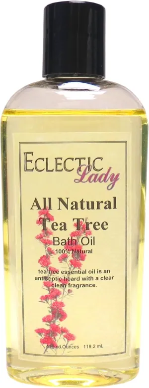 Tea Tree Bath Oil by Eclectic Lady - Scented Bath Oil - Relaxing & Moisturizing Bathing Oil - Fragrance Body Oil For Dry & Rough Sensitive Skin - Body Daily Nourishing Shower Oil (4 oz)