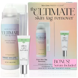 The Ultimate Skin Tag Removal Kit with Post Treatment Serum - FDA-Cleared Cryo Treatment - Safe, Painless and Effective Treatment for Skin Tags - Includes 12 Applications and One-Handed Skin Guard