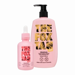 The Fox Tan Sunkissed Duo Bundle, Self-Tanning Face Serum & Body Lotion For Natural Streak-Free Tans, Vegan & Cruelty Free, 100mL   300mL (2 Products)