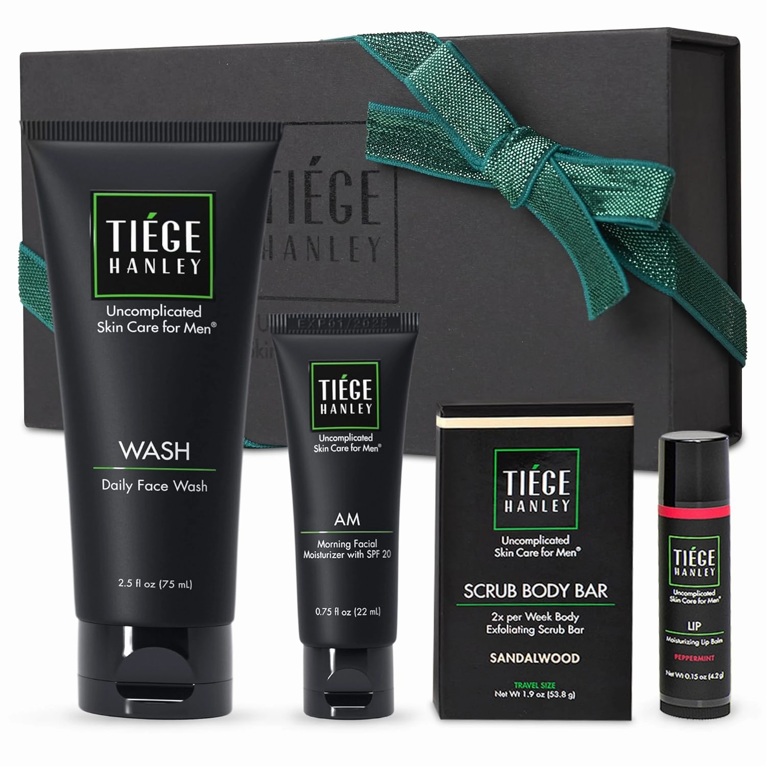 Tiege Hanley Men’s Skin Care Gift Set – Best Father’s Day Gift for Dad – Bronze Grooming Kit with Face Wash, SPF 20 Moisturizer, Body Scrub Bar & Lip Balm – Top Gift for Dad