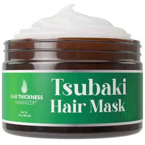 Tsubaki Hair Mask. Premium Japanese Camellia Oil (Tsubaki) Butter for Moisturizing, Hydrating, Repair & Growth. Camellia Seed Oil Treatment for Dry, Curly, Frizzy, Damaged & Color Treated Hair