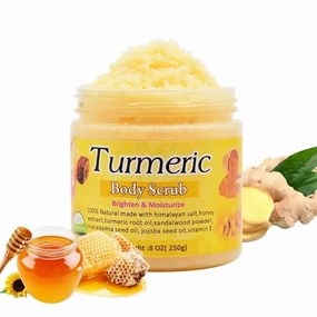 Turmeric Body Scrub, 100% Natural, Himalayan Salt, Honey, 8 oz