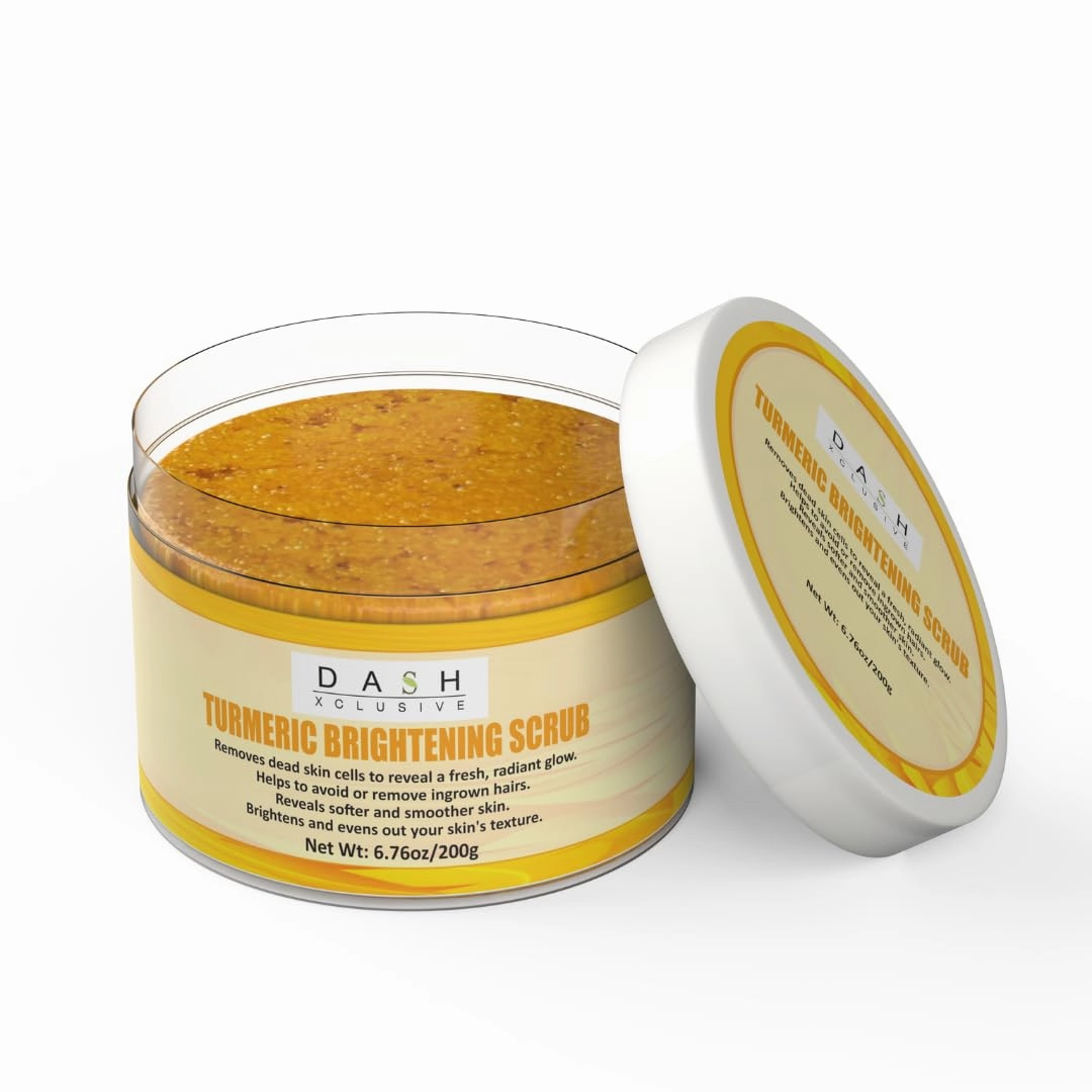 Turmeric Brightening Scrub, Enriched with Sea Salt, Jojoba & Sweet Almond Oil, Removes Dead Skin Cells, Brightens & Softens Skin, 200g