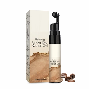 Under Eye Cream for Dark Circles Removals, Puffiness & Fine Lines for Women & Men with 360° Massage Roller Enriched With Caffeine, Vitamin C & E, Green Tea, and Aloe vera - 15 ML
