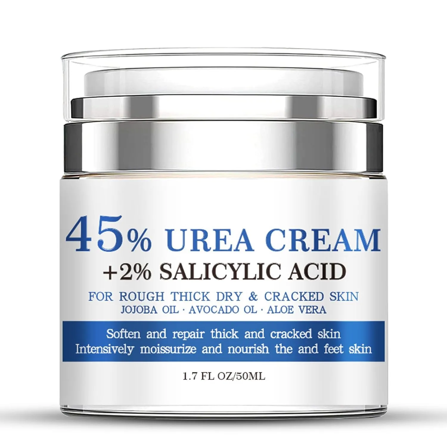 Urea Cream 45% Plus Salicylic Acid 2%, Urea Cream for Feet and Hand Dry Cracked, Urea Foot Cream for Thick, Cracked, Rough & Dry Skin, Feet Moisturizer Natural Nourishes Softens Skin 1.7 fl.oz