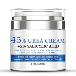 Urea Cream 45% Plus Salicylic Acid 2%, Urea Cream for Feet and Hand Dry Cracked, Urea Foot Cream for Thick, Cracked, Rough & Dry Skin, Feet Moisturizer Natural Nourishes Softens Skin 1.7 fl.oz