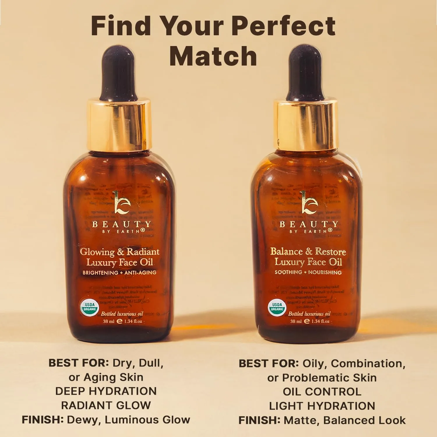 USDA Organic Face Oil – USA Made with Natural Ingredients, Brightens & Smooths Fine Lines & Wrinkles, Non-comedogenic Lightweight Facial Oil for Dry & Sensitive Skin with Moringa, Jojoba & Argan Oils