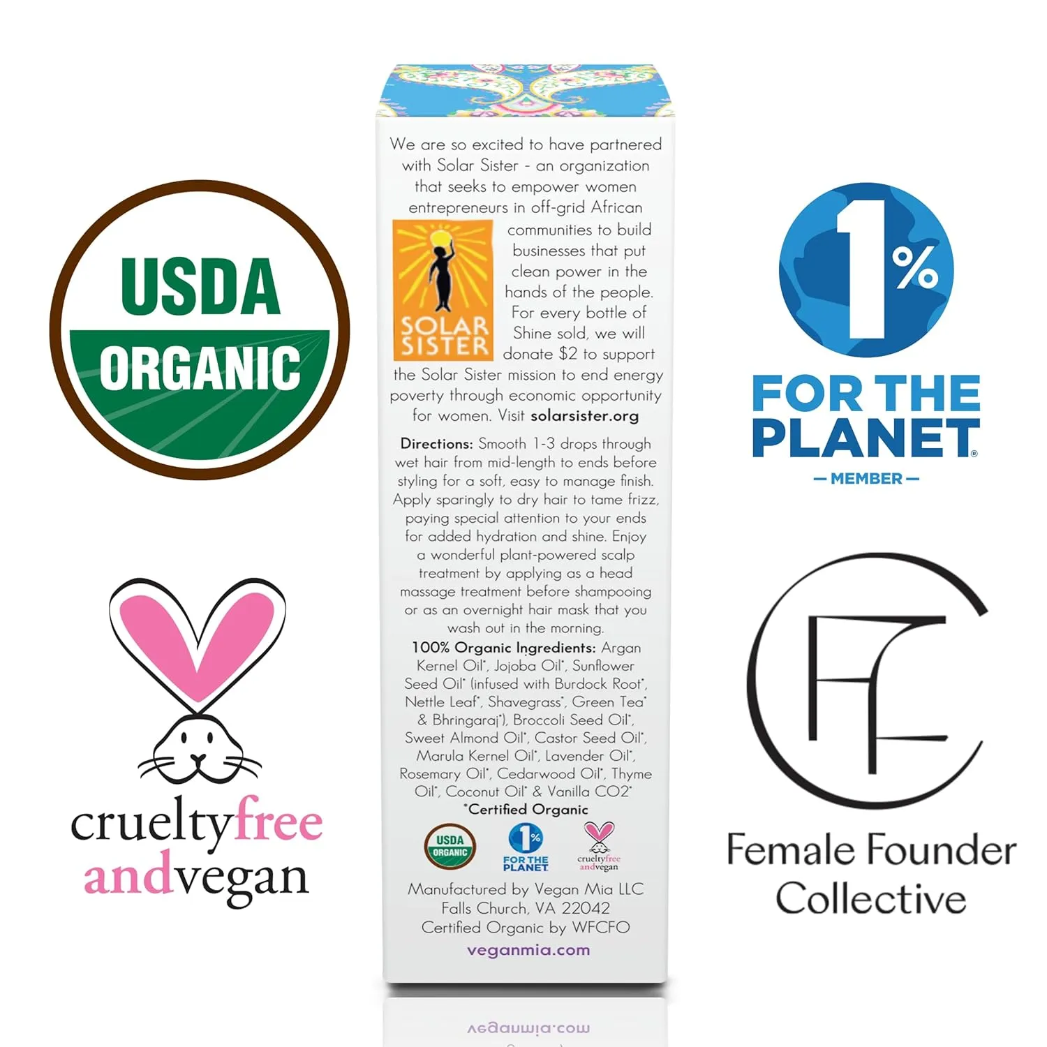 USDA Organic Rosemary Oil for Hair Growth with Castor, Jojoba, Argan, Amla & More by Vegan Mia | Deeply Hydrates & Intense Nourishment for Itchy Scalp, Stubborn Dandruff & Dry Scalp Treatment, 4 Pack