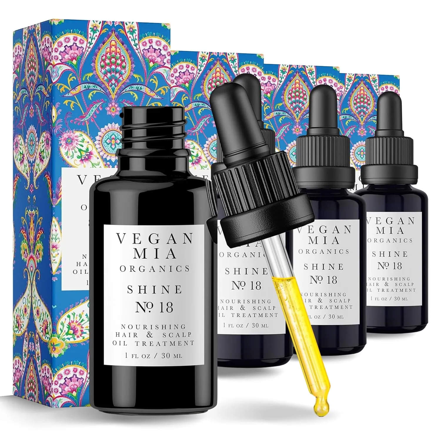 USDA Organic Rosemary Oil for Hair Growth with Castor, Jojoba, Argan, Amla & More by Vegan Mia | Deeply Hydrates & Intense Nourishment for Itchy Scalp, Stubborn Dandruff & Dry Scalp Treatment, 4 Pack