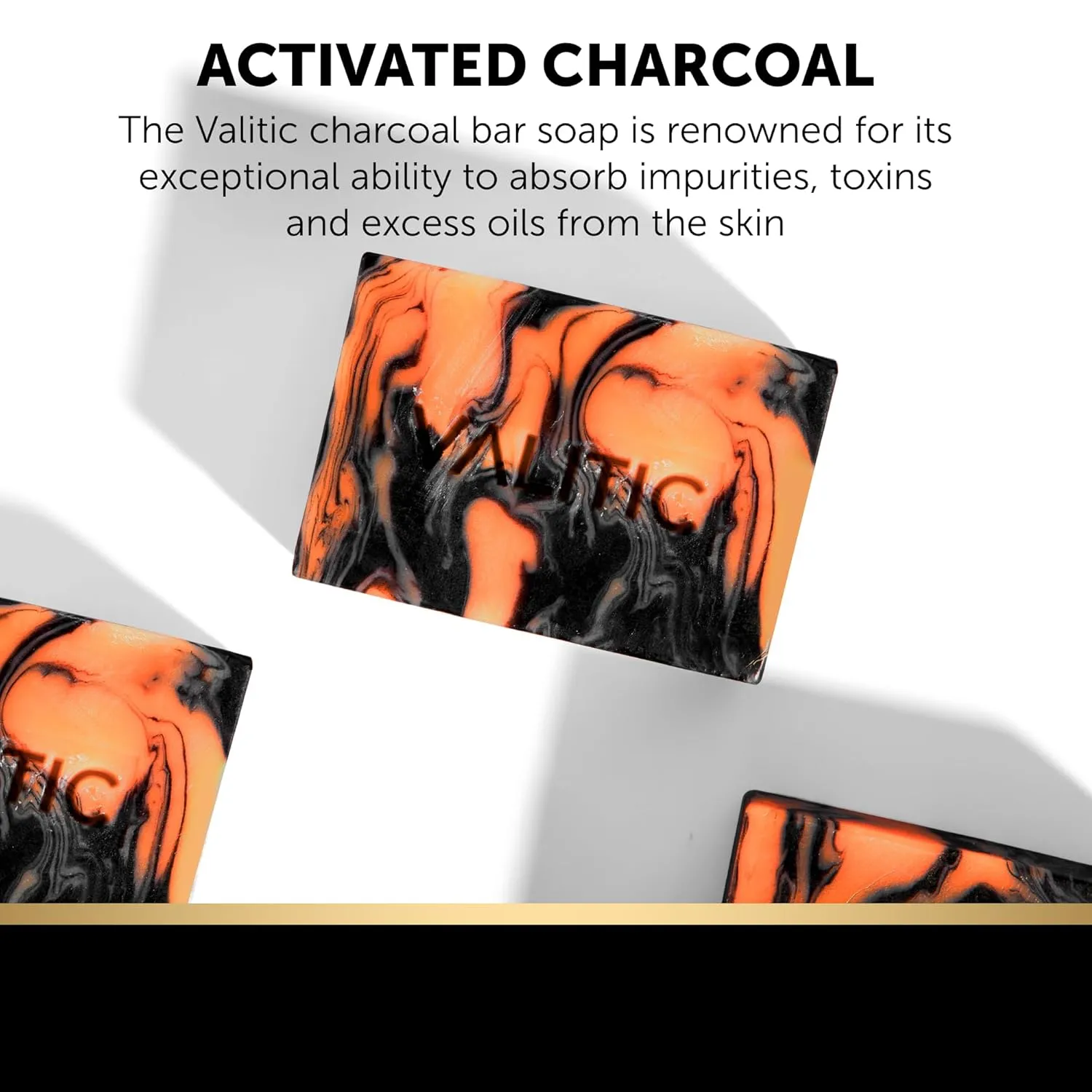 VALITIC Charcoal Kojic Acid Turmeric Black Soap Bar Dark Spot Remover for Body or Face Wash - 2 Pack and Holder
