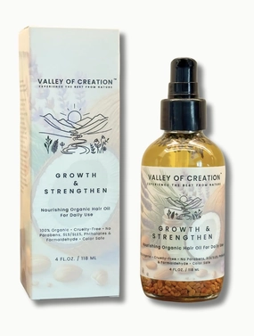 Valley Of Creation 100% Organic Hair Oil Blend - Enriched with Jojoba, Coconut, Castor, Almond, Avocado Oils, Fenugreek Seeds and Lavender Petals - Hair Growth Strengthening for All Hair Types