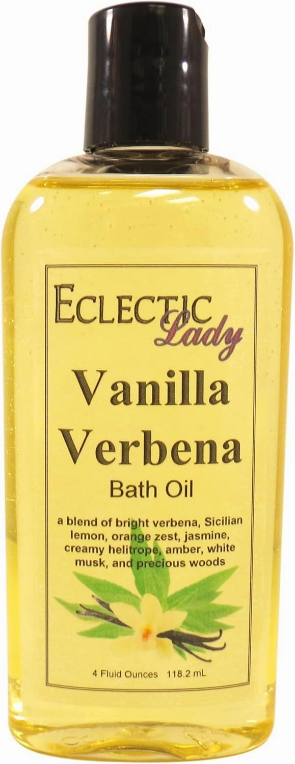 Vanilla Verbena Bath Oil by Eclectic Lady - Scented Bath Oil - Relaxing & Moisturizing Bathing Oil - Fragrance Body Oil For Dry & Rough Sensitive Skin - Body Daily Nourishing Shower Oil (4 oz)
