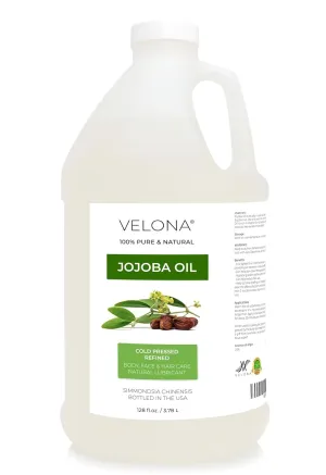 velona Jojoba Oil 1 Gallon / 128 Fl Oz | 100% Pure and Natural Carrier Oil | Clear, Refined, Cold Pressed | Moisturizing Face, Hair, Body and Skin Care | Use Today - Enjoy Results