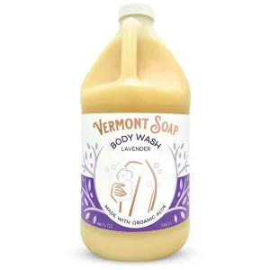 VERMONT SOAP Natural Body Wash with Shea Butter, Mild Gel Body Wash for Moisturizing and Soothing Skin, Fragrance Free Body Wash for Women & Men (Lavender, 64oz)