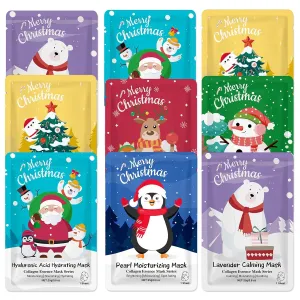 VESPRO 48 Pack Christmas Stocking Stuffers Facial Masks, Bulk Sheet Face Masks Skin Care for Women, Hydrating Facial Mask Set for Skincare, Collagen Essence Face Mask Spa Gifts for All Skin Types