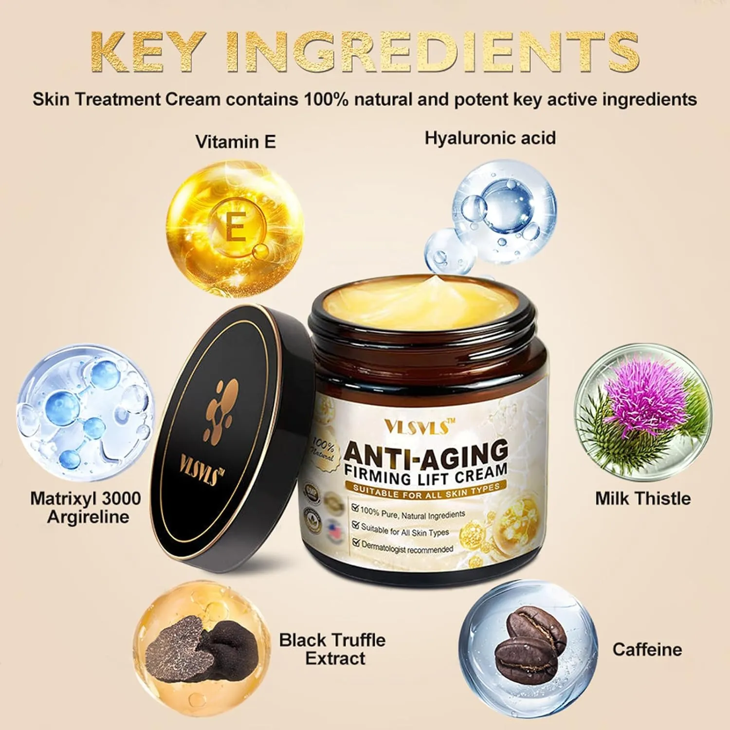 VLSVLS Anti-Aging Firming Lift Cream, Advanced Skin Firming Cream, VLSVLS Anti-Aging Cream, Restore Skin Elasticity for All Skin Types (4 Bottle)