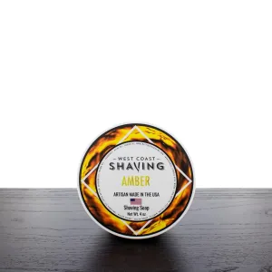 West Coast Shaving Amber Scented Shaving Soap, Tallow Based, Skin Nourishing Butters and Oils, 4 oz.